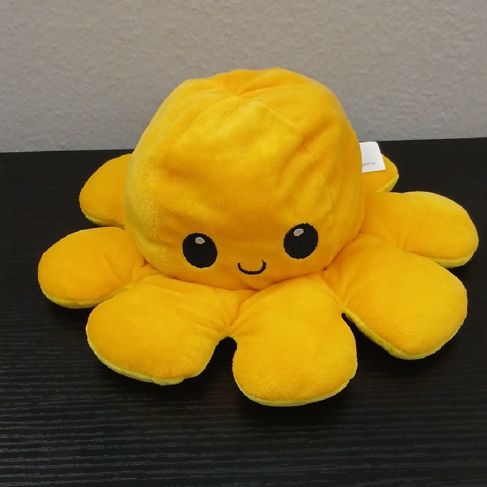 Vibrant Yellow Kawaii Stuffed Octopus